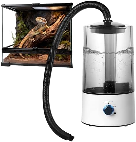 Humidificador para Reptiles 4L, Nebulizador para Terrario con Tubo Ajustable, Silencioso, Ultrasonido, Generador de Niebla para Anfibios, Reptiles y Plantas Tropicales