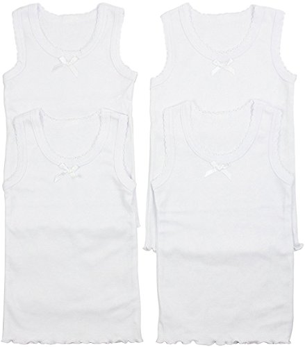 Image of ToBeInStyle Girl's 4 Item Pack 100% Cotton Tank Tops or Spaghetti Strap Camisole Soft Undershirts