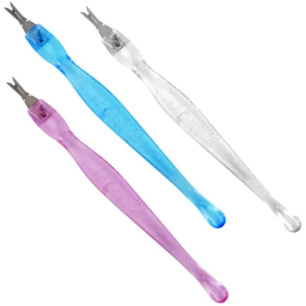 Practical Nail Art Tools Cuticle Trimmer Remover & Dual-End Pusher Set – Stainless Steel Pedicure & Manicure Tool for Dead Skin & Callus Removal, V-Shaped Fork Design (Multicolour, Pack of 3)