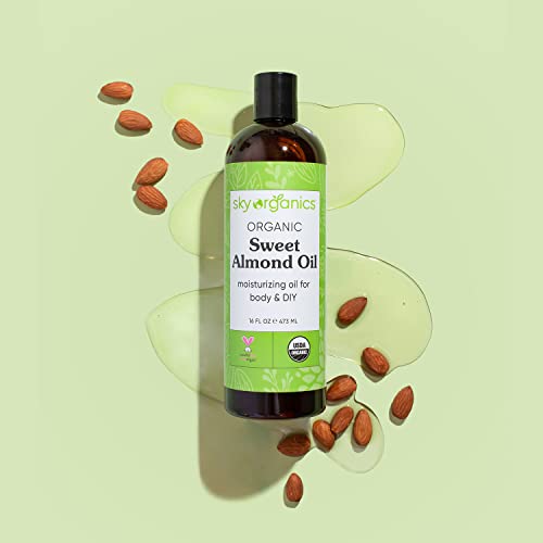 Sky Organics Organic Sweet Almond Oil For Body 100% Pure & Cold-Pressed Usda Certified Organic To Moisturize, Soften & Nourish, 16 Fl. Oz #TOP4