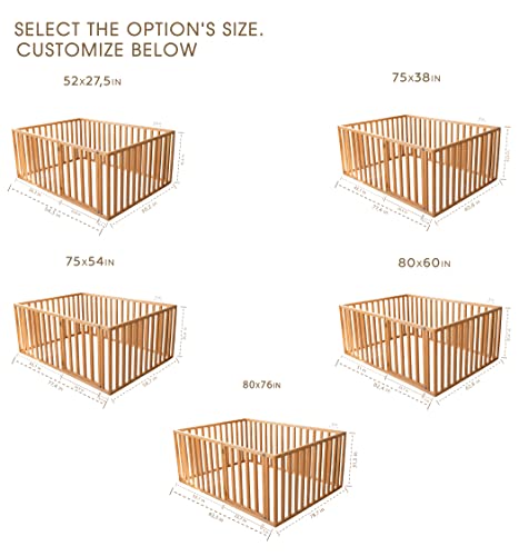 Busywood Wooden Floor Bed Playpen With Extended Rail - Toddler Bed Frame - Bed With Extra Protection - Toddler Playpen - Play Bed - Solid Wood Bed - (Model 6.3, Floor Bed) #TOP3