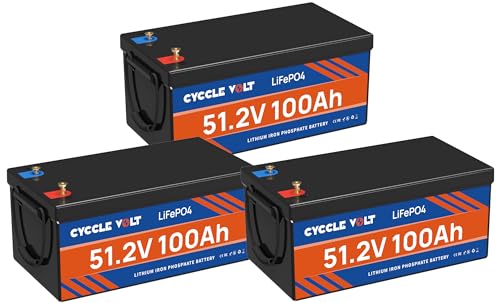 Image of 48V 300Ah (3Pack 48V 100AH) LiFePO4 Solar Batteries, CYCCLEVOLT 48V Lithium Battery, Built-in BMS, for Solar Off Grid System, Golf Cart, Lawn Mower, RV, Trolling Motor