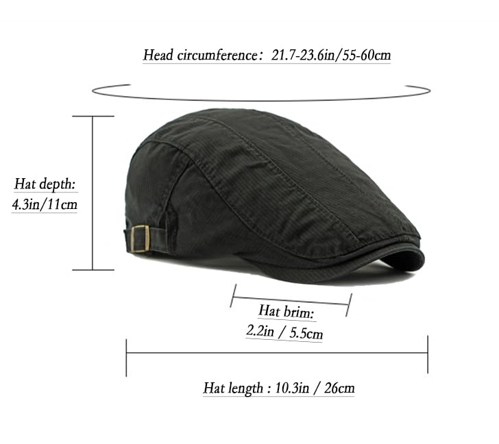 Image of Cotton Newsboy Cap for Men Flat Hats Adjustable Ivy Gatsby Driving Hat Cap