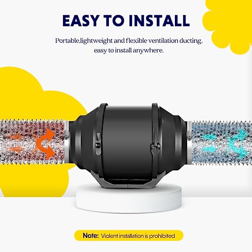 iPower GLDUCT4X8C 4 inch 8 feet Non-Insulated Flex Air Aluminum Foil Ducting Dryer Vent Hose for HVAC Ventilation with 2 Clamps, 4'' X 8', Silver