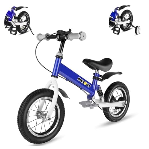 bikeboy Balance Bike 3 in 1,The Dual Use of a Kids Balance Bike and Kids Bike,12 14 Inches for 2-6 Years Old,with Shock Absorbers, Fenders, Pedals, Auxiliary Wheels