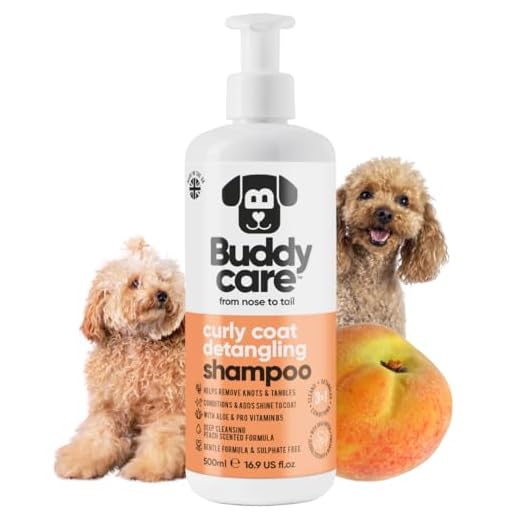 Curly Coat Entwirrendes Hundeshampoo von Buddycare | Tiefenreinigendes Shampoo für Hunde | Pfirsichduft | Mit Aloe Vera und Provitamin B5 (500ml)