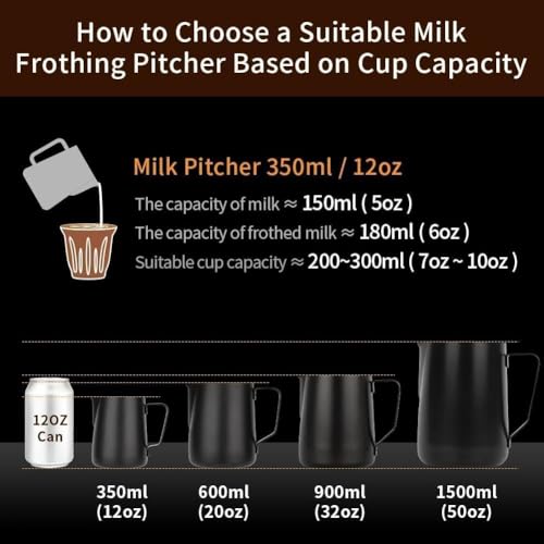 Image of watchget 12oz Milk Frothing Pitcher Stainless Steel Espresso Steaming Jug