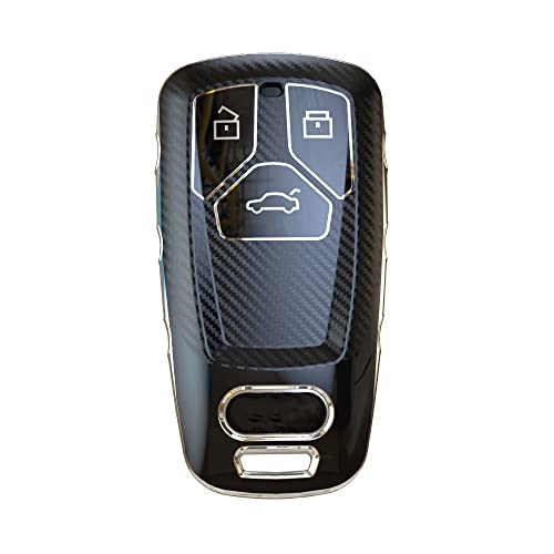 Image of ELOHEI Audi Car Key Cover, Silver TPU Key Fob Protector, Anti-Drop & Anti-Scratch, Fits Audi A4, A5, A6, A7, A8, Q2, Q5, Q7, TT, R8, etc. | Comfortable Grip,Responsive Buttons,Compatible with Audi A4 Q7 Q5 TT A3 A6 SQ5 R8 S5 Smart Accessories