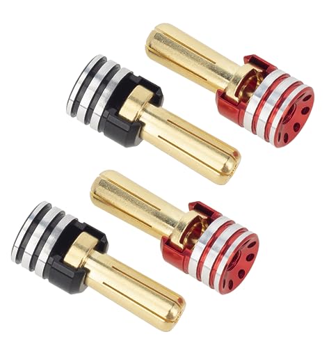 MEUS RACING 4Pcs RC Battery Heatsink Bullet Plug Connectors & Grips for 1/10 RC Crawler Car (5mm)