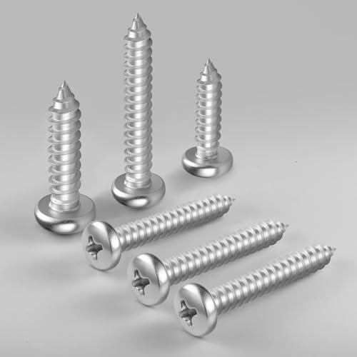 image for BNUOK #12 x 1-1/2 Inch Pan Head Wood Screws, Phillips Drive, Stainless
