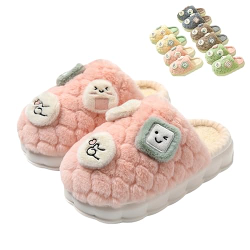Fluffy Warm Slippers for Women and Men - Cute Cartoon Smile House Slippers with Furry Plush, Comfy Indoor and Outdoor Non-Slip Shoes