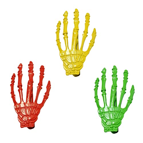 FRCOLOR 6pièces Barrette Alliage Main De Squelette Pour Halloween Accessoires De Mode Gothique Clips à Cheveux Étranges Couleurs