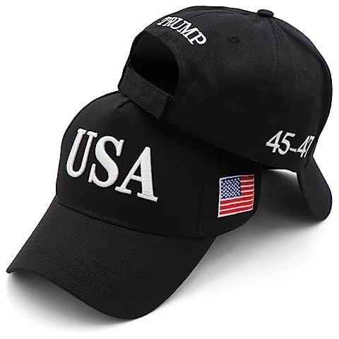 Bestmaple New 45-47 Donald Trump 2024 Baseball Caps Large Size USA Snapback President Hat Unisex (Black) Cover