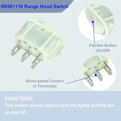 DTAIR SR561116 Range Hood Switch Remplacement pour Nutone Range Hotte R561116(Boîte de 2)