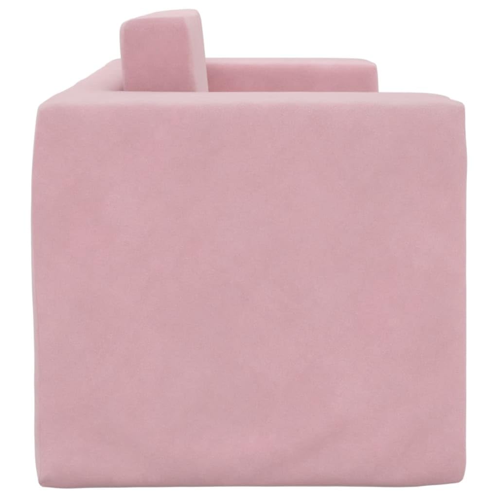 vidaXL Divano Letto per Bambini a 2 Posti Rosa in Morbido Peluche