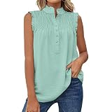 Camiseta sin Mangas de Verano para Mujer, Camisas Casuales con Volantes, Camiseta sin Mangas, Camisas Casuales de Poliéster sin Mangas, Lavable a...