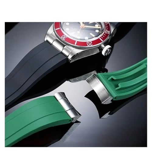 Bracelet de montre en caoutchouc avec port d'extrémité incurvée métal