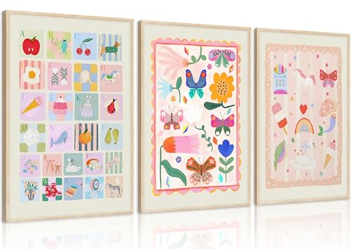 Pink Baby Girl Nursery Canvas Wall Art ABC Animal Alphabet