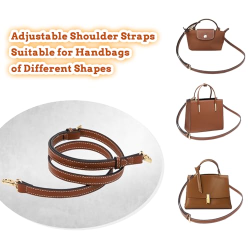 Image of Mini Bag Strap Kit, Adjustable Cowhide Leather Shoulder Straps for Women's Mini Bags, Punch-Free Adjustable Bag Straps for Handbags and Tote Bags (Brown)