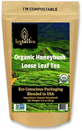 Organic Honeybush Roobilos Loose Leaf Tea | Eco-Conscious Biodegradable Kraft Bag | by Leyla's Tea