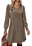 vestidos de invierno juveniles Detalles de diseño: el jersey de invierno para mujer con botones en la parte delantera le da un toque chic. El largo hasta la rodilla con dobladillo suave irradia elegancia refinada.