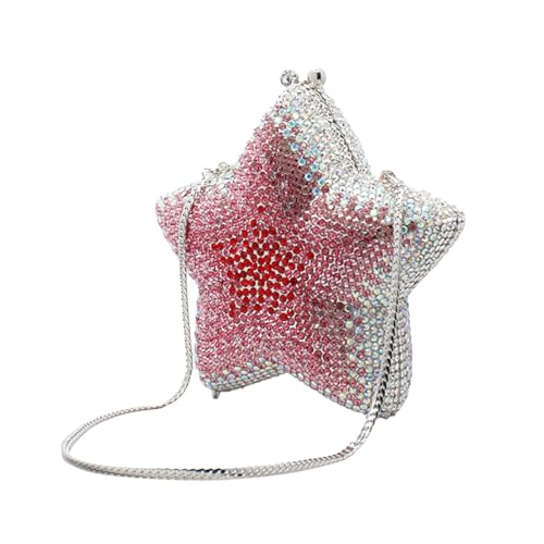 Image of Women Rhinestone Star Shape Clutch Purse Unique Crystal Evening Bag Luxury Chain Handbag for Wedding Cocktail Party | Rhinestone