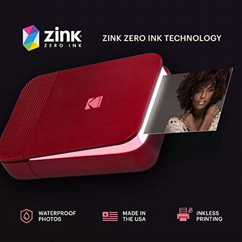Kodak Smile Instant Digital Bluetooth Printer For Iphone & Android – Edit, Print & Share 2X3 Zink Photos W/ Smile App (Red) #TOP2