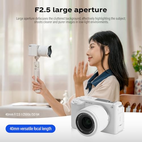 VILTROX 40mm F2.5 Autofocus Lenses Full Frame for Sony E Mount STM Camera Lenses Standard Camera Lenses Large Aperture Compatible for Sony a7 a7C a7III a7RIII a7RIV a7RV a9 a6100 a6400 a6700(White) - Image 4