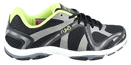 Ryka Women's Influence Cross Trainer, Black/Sharp Green/Forge Grey/Metallic, 8.5 W US