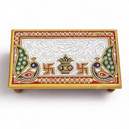 Rasakraft-Handcrafted Pooja Chowki for God Idol | Decorative Mandir Stand/Stool for Home Temple, Worship & Festive Decor