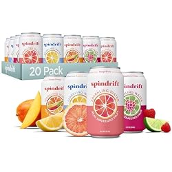 1 of Spindrift Sparkling Water, 4 Flavor Variety Pack, Made with Real Squeezed Fruit, 12 Fl Oz (Pack of 20)