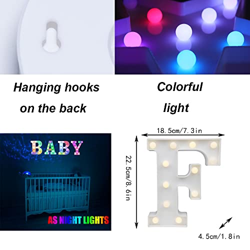 Image of LED Marquee Letter Lights, 18 Colors Changing Light Up Letters with Remote, RGB Alphabet Letters Sign for Girls Boys Gift Birthday Party Night Light Bedroom Wedding Christmas Decor-Colorful F