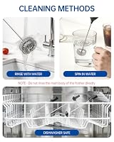 CIRCLE JOY Wiederaufladbarer Handmilchaufschäumer mit 3 Geschwindigkeitsstufen, 3 Schneebesen und Aufbewahrungsbox, elektrischer Getränkemixer für Macchiato, Cappuccino, Eier und Proteinpulver,Schwarz – Ansicht 7