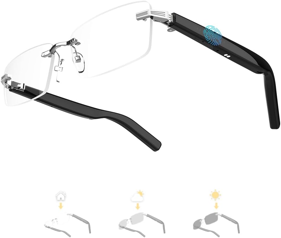 Smart Glasses Rimless Smartglasses with Bluetooth Speaker