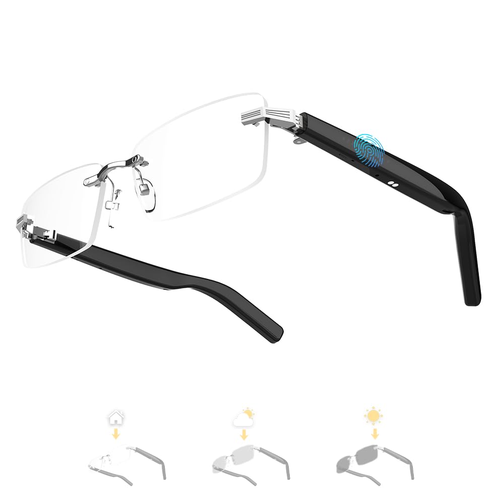 faifxo smart glasses rimless y2k narrow rectangle sunglasses womens men polarized sun glasses with bluetooth speaker