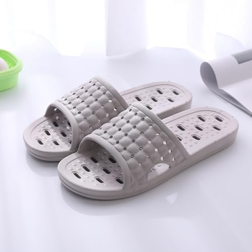 شبشب حمام مع فتحات تصريف سريع الجفاف ومضاد للانزلاق للمنزل والحمام للجنسين رمادي EU 42-43