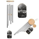 Carillon à vent commémoratif en tubes en aluminium   Cloche à vent en bois   Image granuleuse   Imprimé abstrait   Bruit   Pour extérieur, jardin, terrasse, décoration carillon