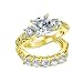 Produktbild 3Ct Zirkinitionischen Quadrat Prinzessin Geschnitten Filigrane Welle Band AAA Verlobung Sendering Einstellen Vergoldet 925 Silber