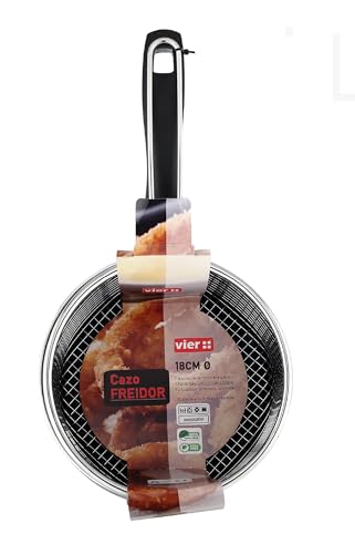 Miniatura 3 de Vier - Cazo Freidor De Inducción Aluminio Antiadherente Ø 18 Cm, Cap. 2,15 Litros 72,8 Oz , Base Inducción Apta Para Toda Clase De Cocinas, Mango Ergonómico Aislante, Pico Vertedor.