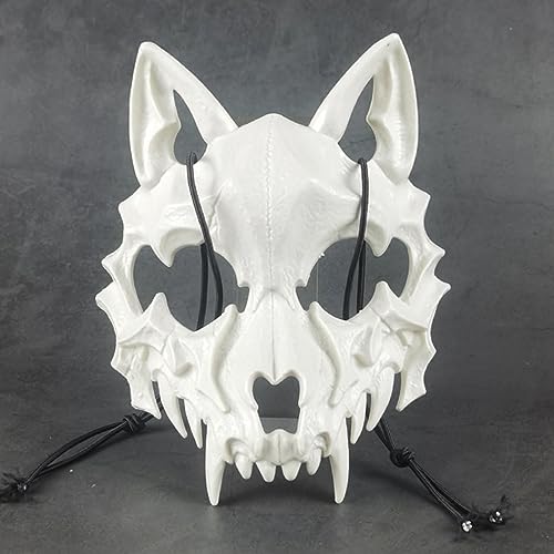 EULAPGOE Tier Skelett Maske Halloween, Harz Hund Schädel Knochen Zähne Scary Horror Teufel Werwolf Halbmaske für Karneval Karneval Halloween Kostüm