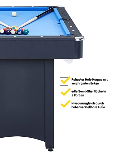 MUWO Winner Billardtisch inkl. einem Satz Kugeln, mit Aufbaudreieck, 2 Queues, mit Kreide und Einer Bürste. Tisch im kompakten Design. Maße: 153 cm x 84 cm x 79 cm, Gewicht 31 kg, in 2 Farben – Bild 4