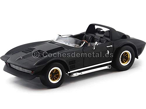 Road Signature 92697MBK 1964 Chevrolet Corvette Grand Sport Roadster Matt Black 1/18 Diecast Model Car
