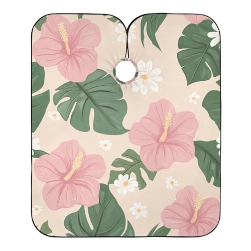 Hezely Tropical Flowers Hair Dye Cape, Barber Cape for Adults,Waterproof Salon Cape,Waterproof Hairdressing Styling Hair Cutting, 65