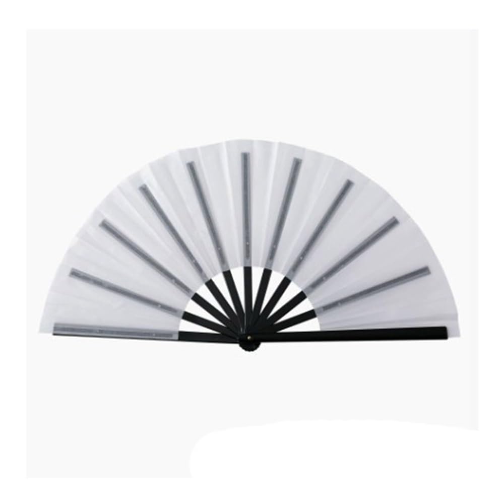 FENZORIQ 33cm Chinese Tai Chi Folding Fan - 10 Styles Performance Fan for Wushu & Yoga Training(White)