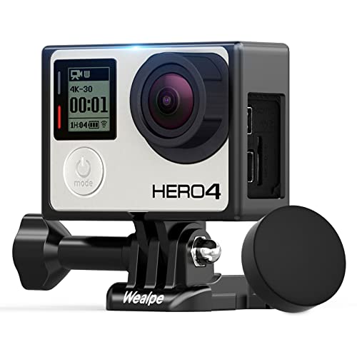 Wealpe Carcasa Protectora Soporte Marco Montura Funda Compatible con GoPro Hero 4, 3+, 3 con Cubierta de la Lente Cover