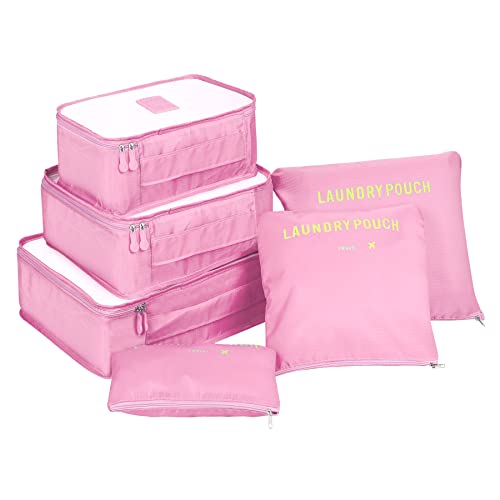 Coolzon Organisateur de Valise et Bagage Organisateur de Sac, Packing Cubes Voyage Pochette Rangement, 6 pcs, Point