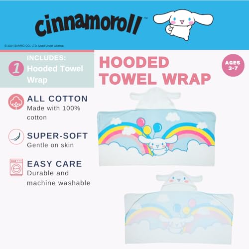 Image of Sanrio Cinnamoroll Kids Super Soft Bath /Pool /Beach Soft Cotton Terry Hooded Towel Wrap, 24 in x 50 in, (Officially Licensed Product) By Franco