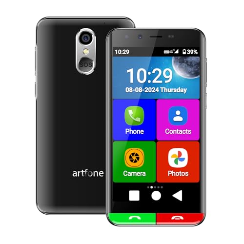 4G Volte Smartphone for Seniors | SOS Button, 5-Inch Display, Android 12, 13MP Camera, USB-C, 2550mAh Battery, Charging Station, GPS, NTC, Senior Cell Phone without Contract Smartphone with Whatsapp