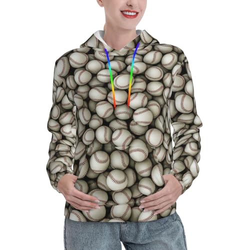 Pull graphique doux femme avec sweat à capuche baseball ajusté