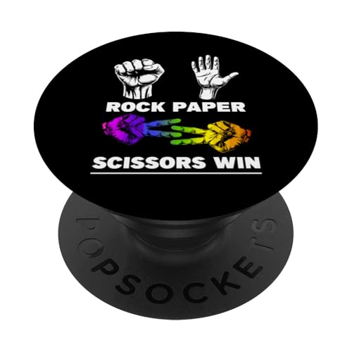 Rock Paper Scissors Win Funny LGBTQ Lesbianas PopSockets PopGrip Adhesivo